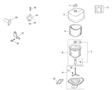Kohler Engine Air Intake And Exhaust Diagram and Parts List for LT1018 13AB11CG710-13AB11CG712-13AL11CG710-13AL11CG712-13AX11CG710-13AX11CG712 Cub Cadet Lawn Tractor